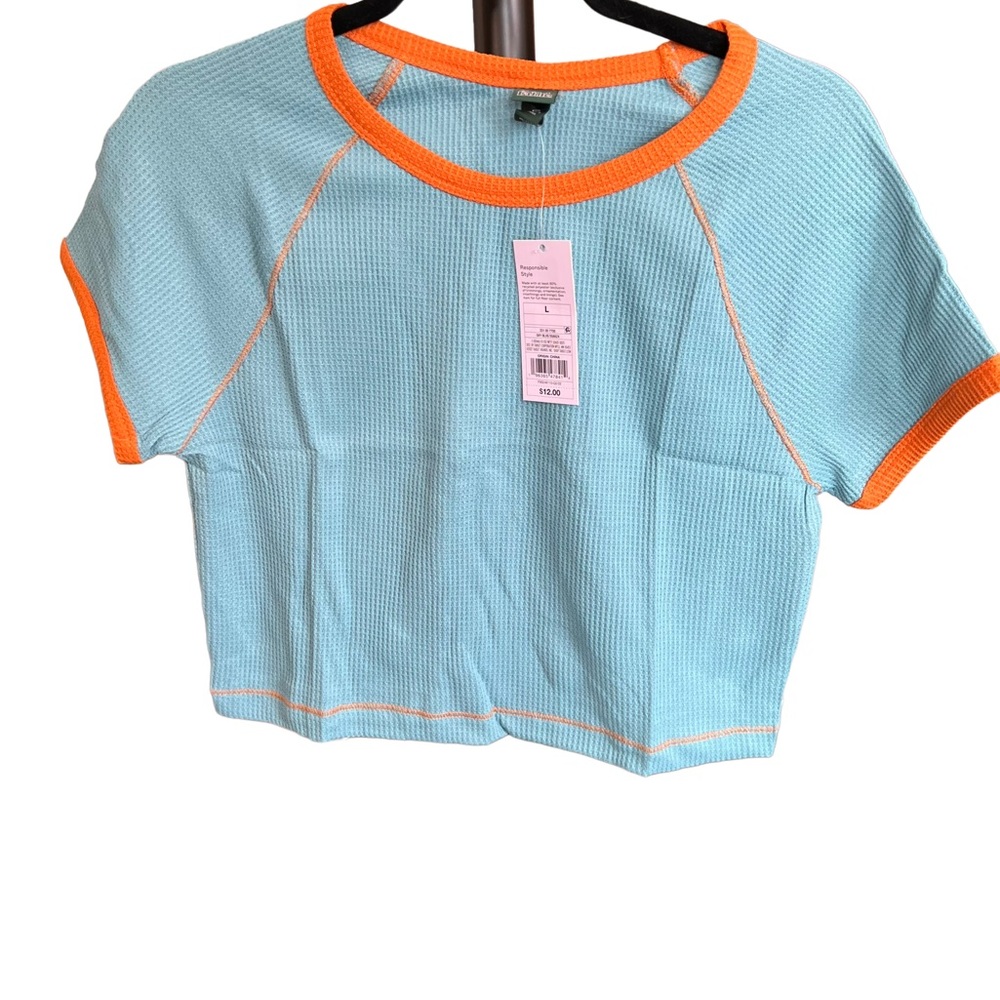 NWT - Wild Fable - Cropped Waffle Knit Henley - Picture 3 of 4